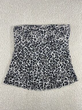Women's Grey Leopard Print Tube Top
